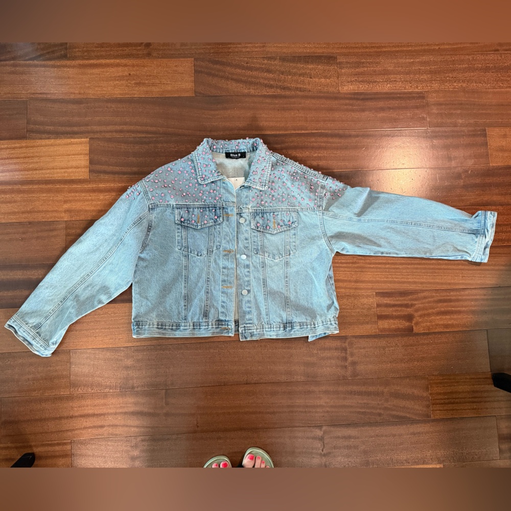 Pink Rhinestone Jean Jacket - NWT
